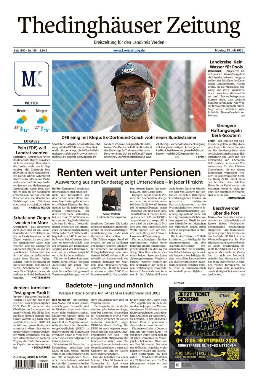 Thedinghäuser Zeitung vom Montag, 13.07.2026