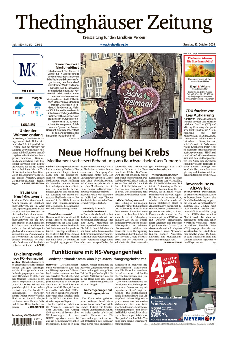 Thedinghäuser Zeitung vom Samstag, 17.10.2026