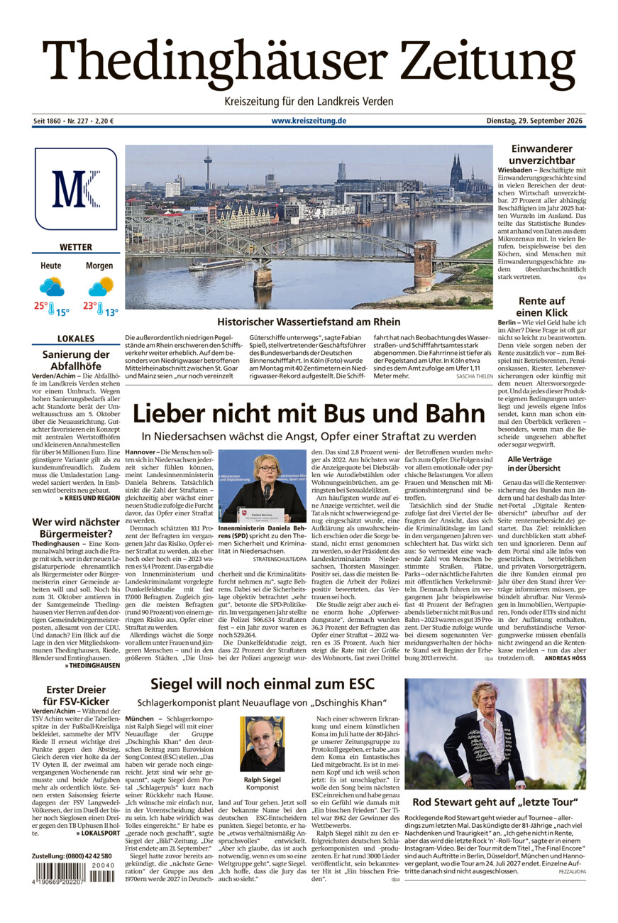 Thedinghäuser Zeitung vom Dienstag, 29.09.2026