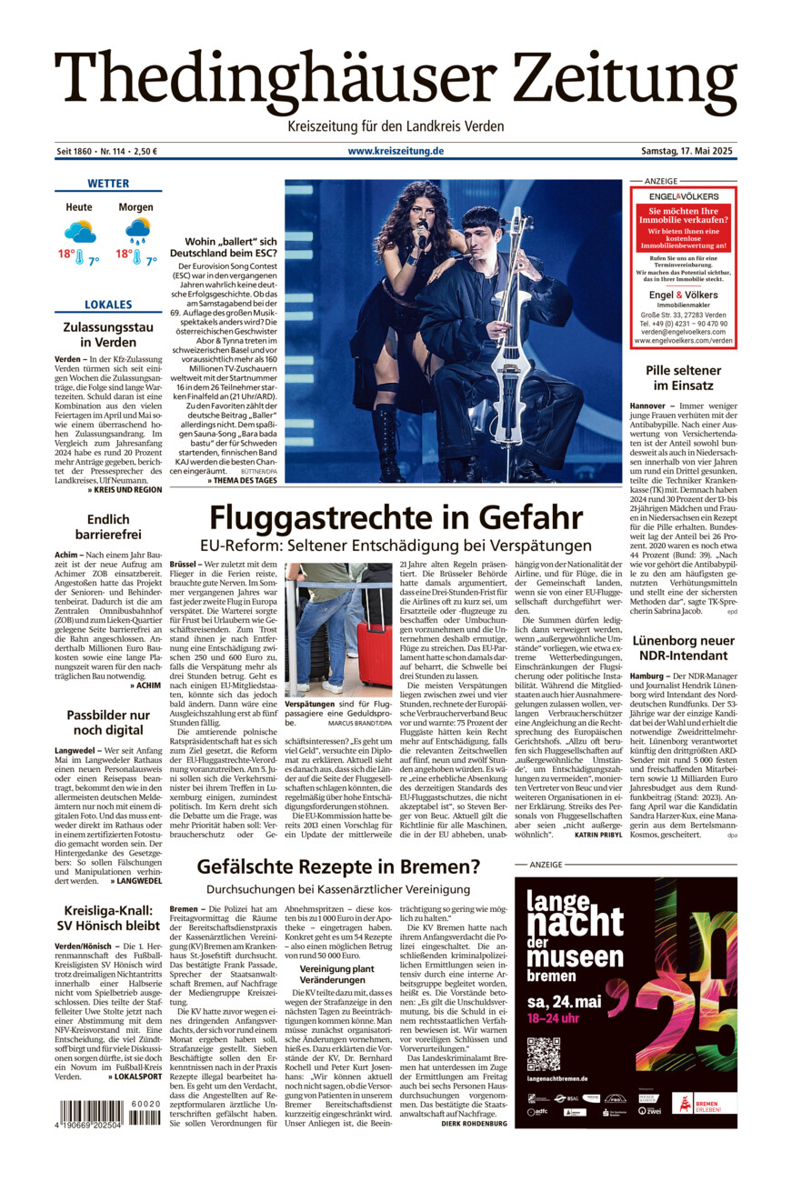 Thedinghäuser Zeitung vom Samstag, 17.05.2025