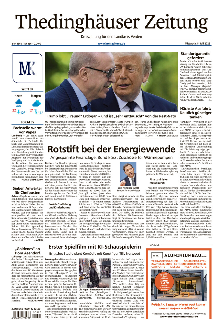 Thedinghäuser Zeitung vom Mittwoch, 08.07.2026