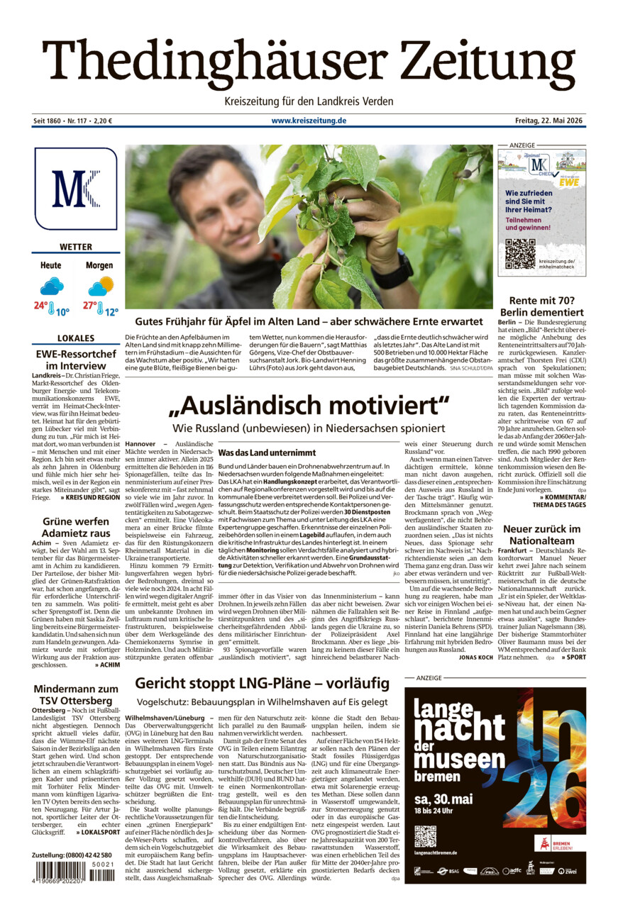Thedinghäuser Zeitung vom Freitag, 22.05.2026