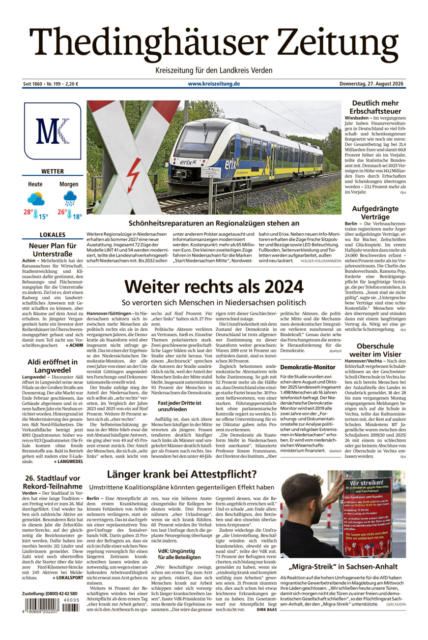 Thedinghäuser Zeitung vom Donnerstag, 27.08.2026