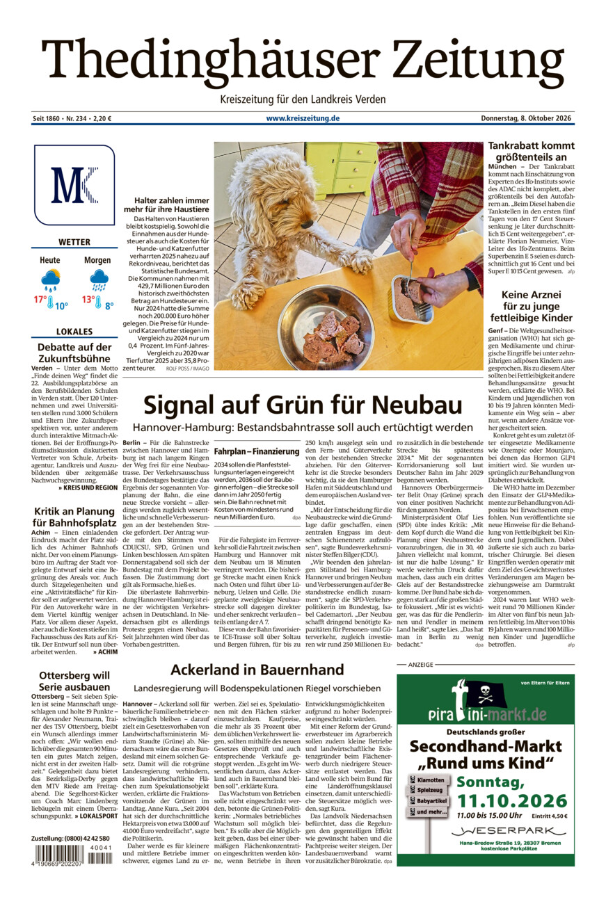 Thedinghäuser Zeitung vom Donnerstag, 08.10.2026