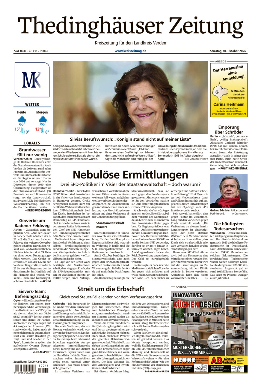 Thedinghäuser Zeitung vom Samstag, 10.10.2026
