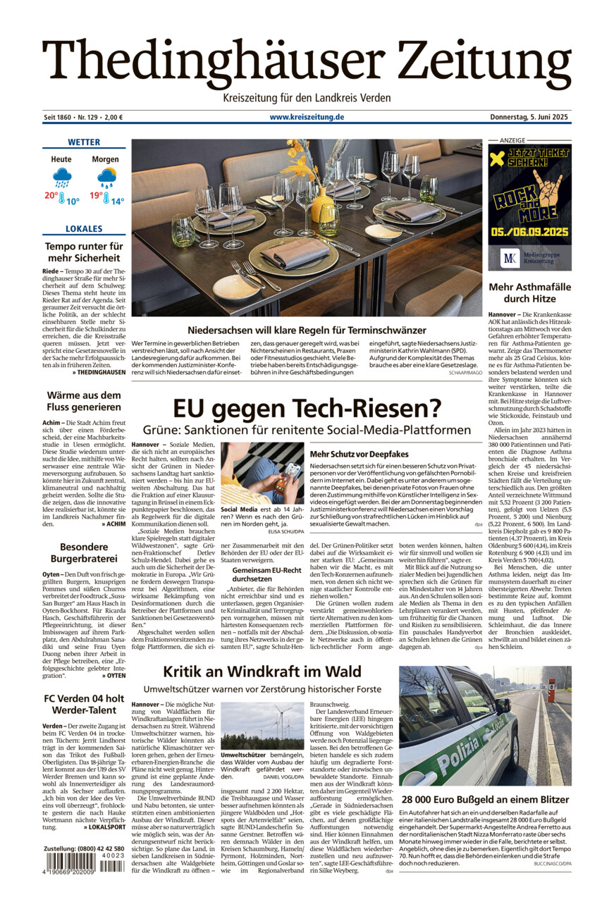 Thedinghäuser Zeitung vom Donnerstag, 05.06.2025