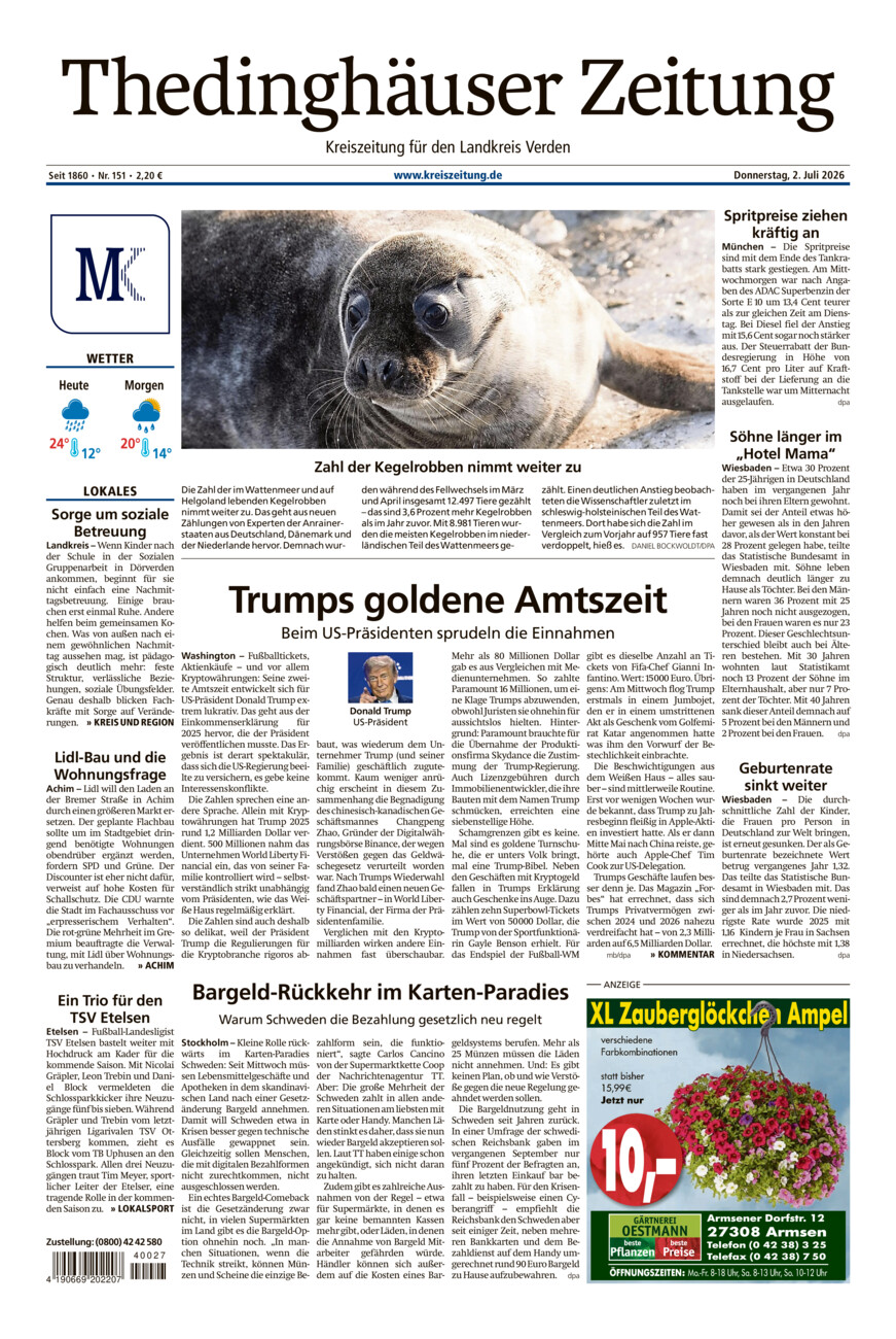 Thedinghäuser Zeitung vom Donnerstag, 02.07.2026