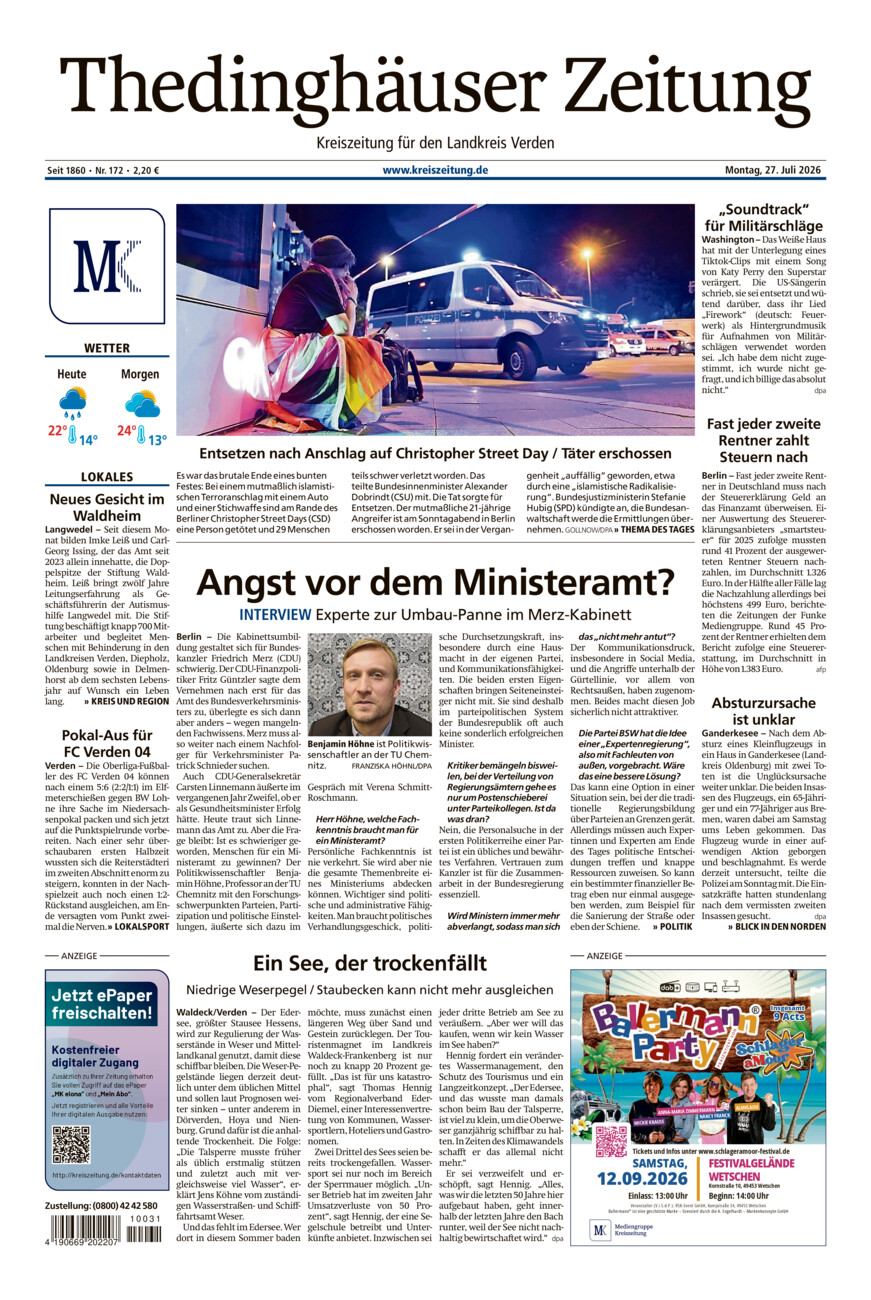 Thedinghäuser Zeitung vom Montag, 27.07.2026