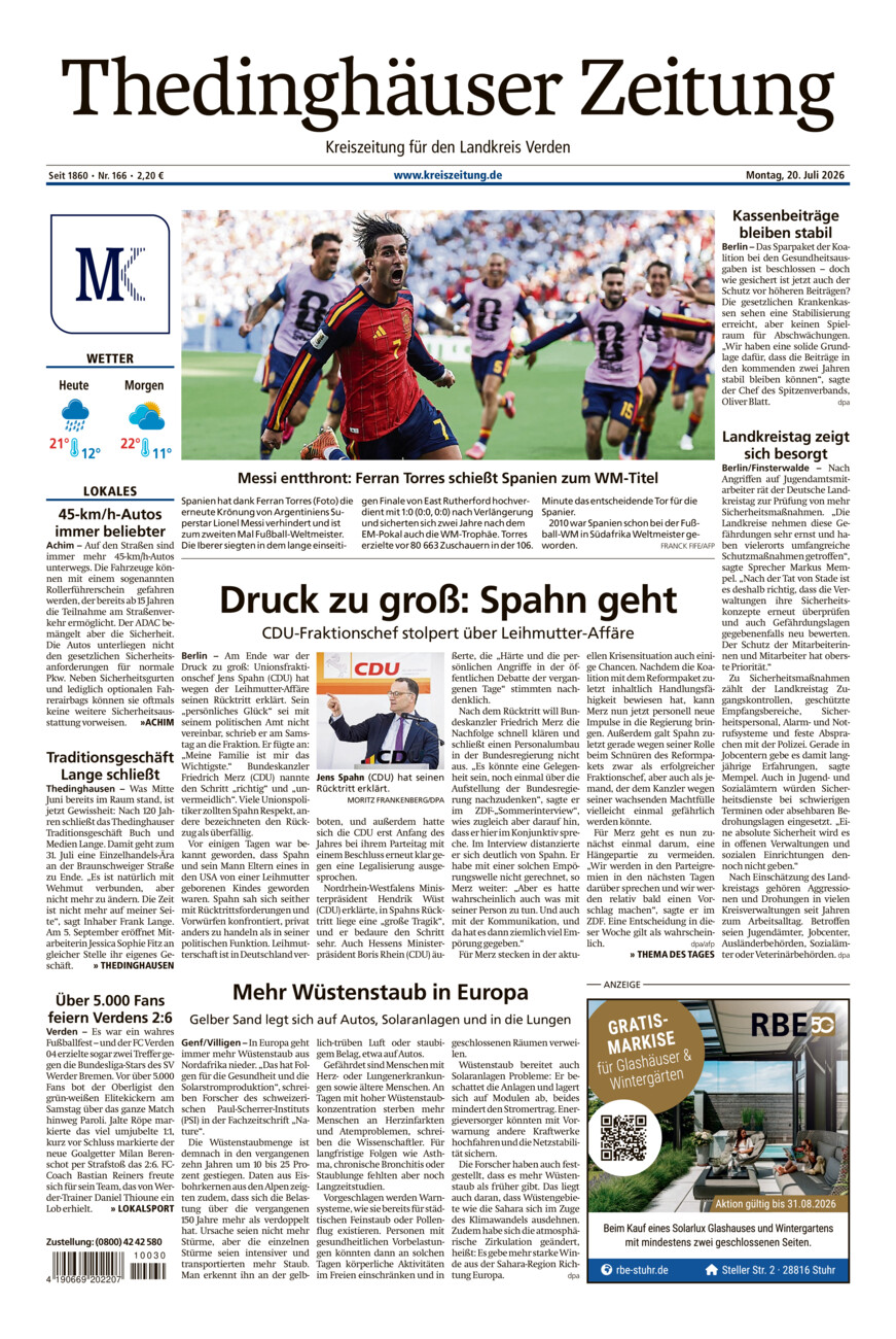 Thedinghäuser Zeitung vom Montag, 20.07.2026
