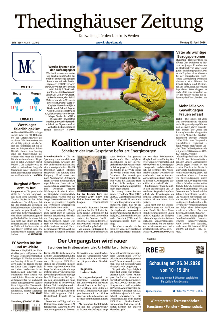 Thedinghäuser Zeitung vom Montag, 13.04.2026