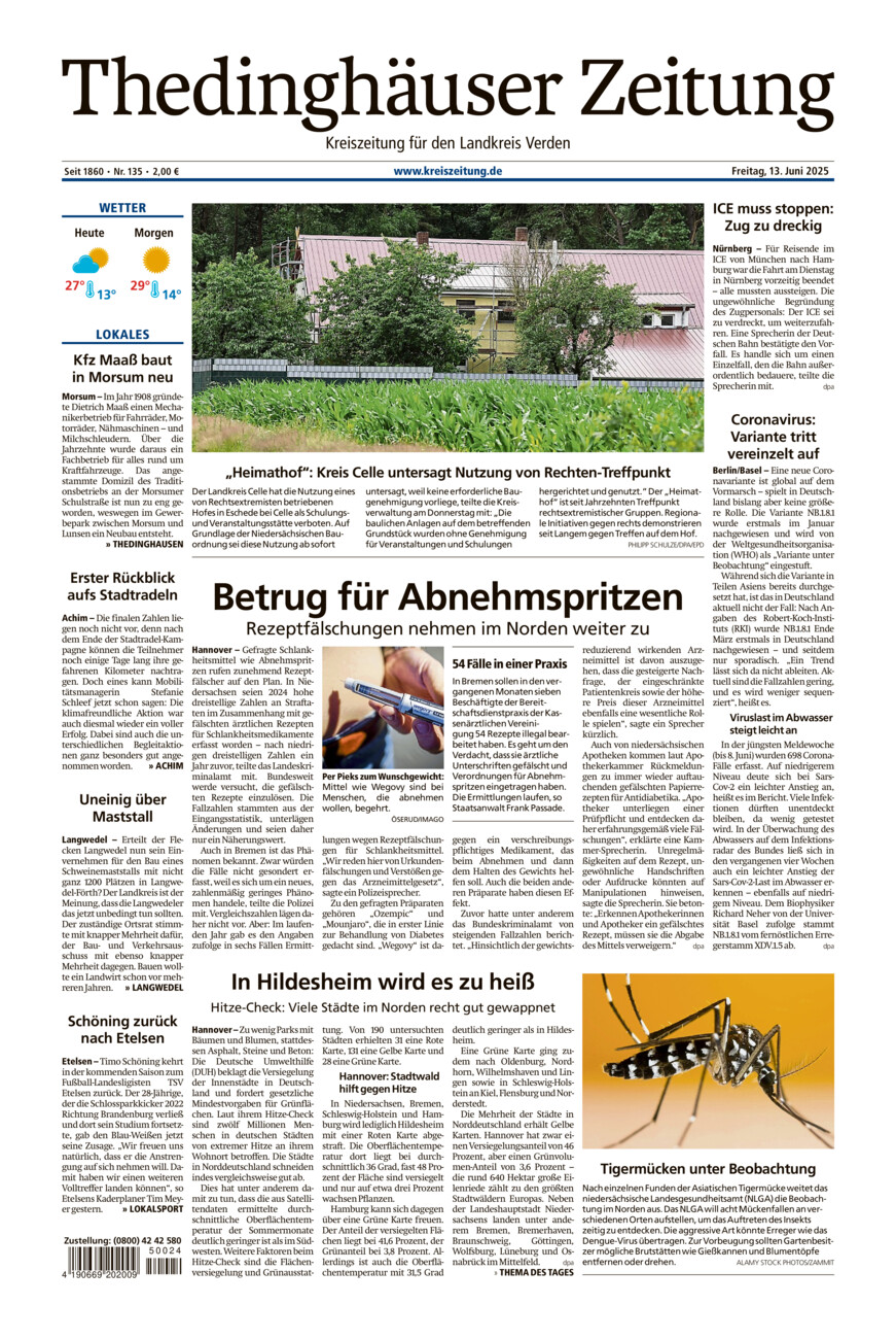 Thedinghäuser Zeitung vom Freitag, 13.06.2025