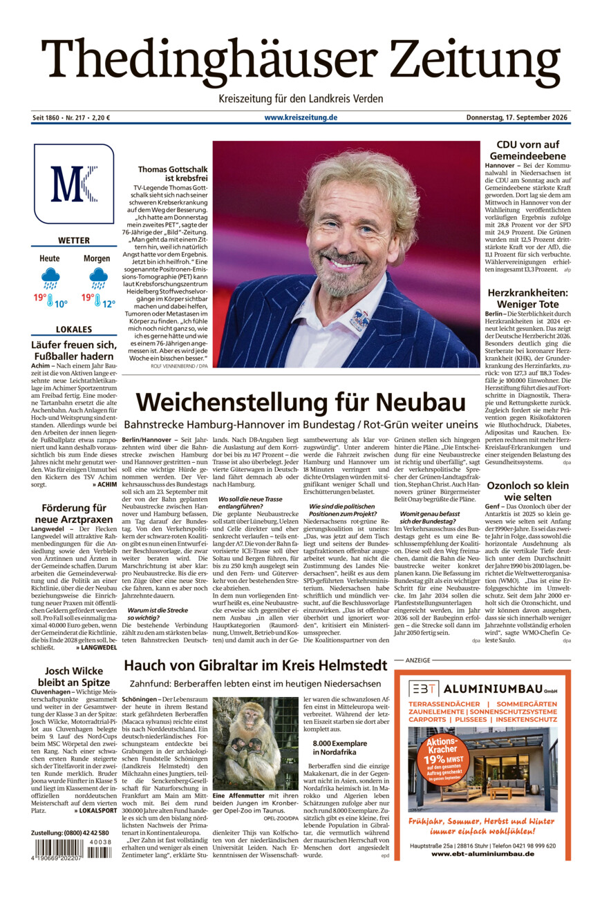 Thedinghäuser Zeitung vom Donnerstag, 17.09.2026