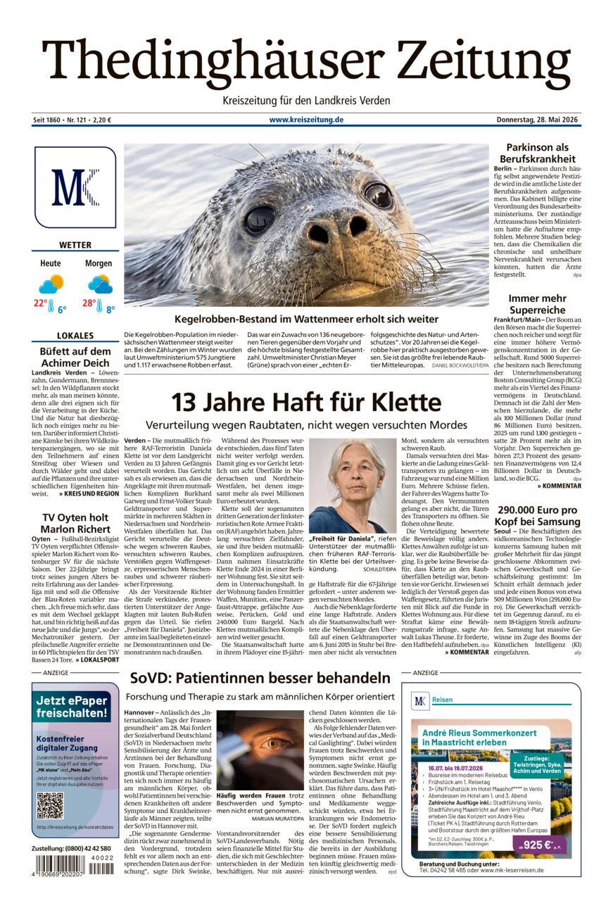 Thedinghäuser Zeitung vom Donnerstag, 28.05.2026