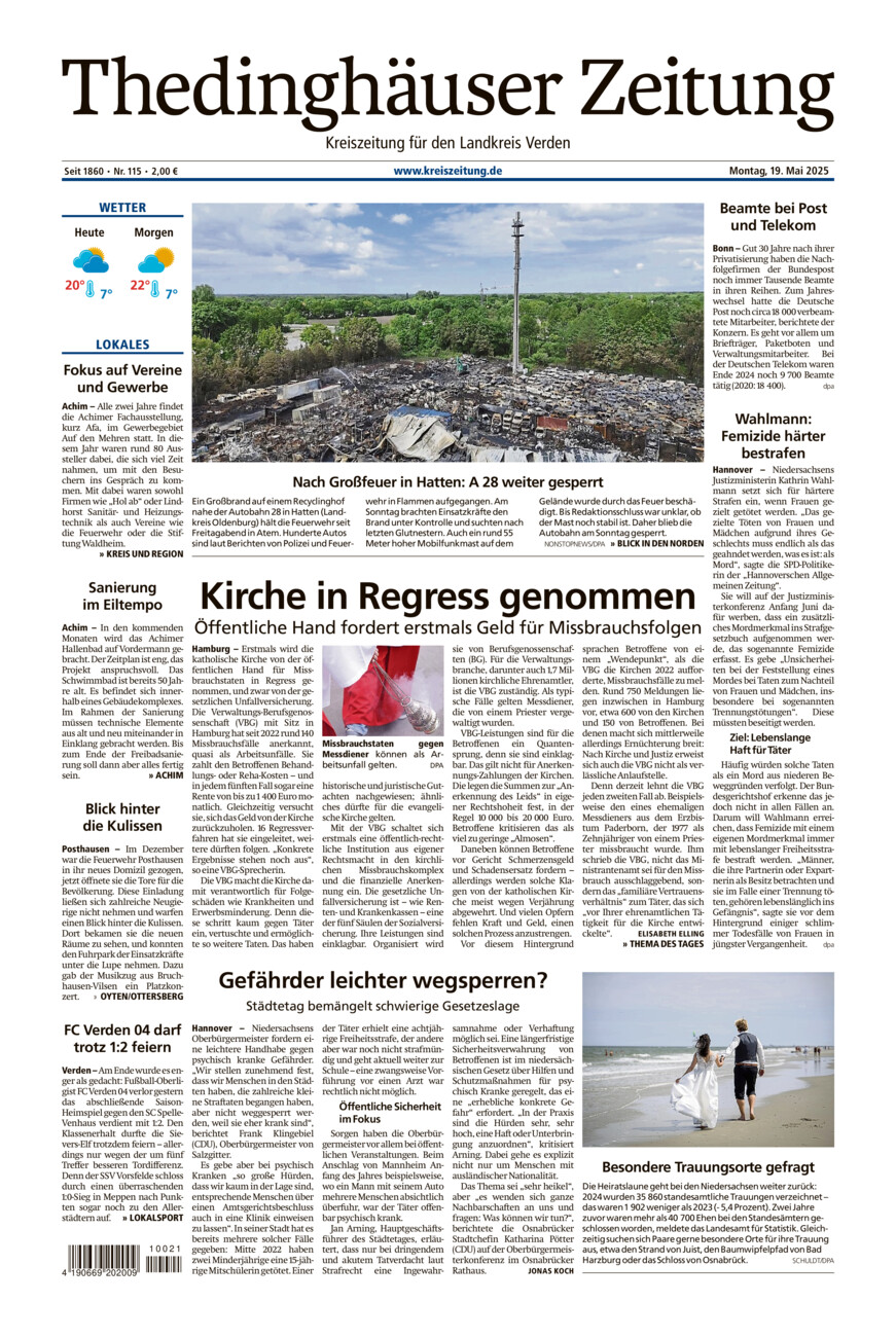 Thedinghäuser Zeitung vom Montag, 19.05.2025