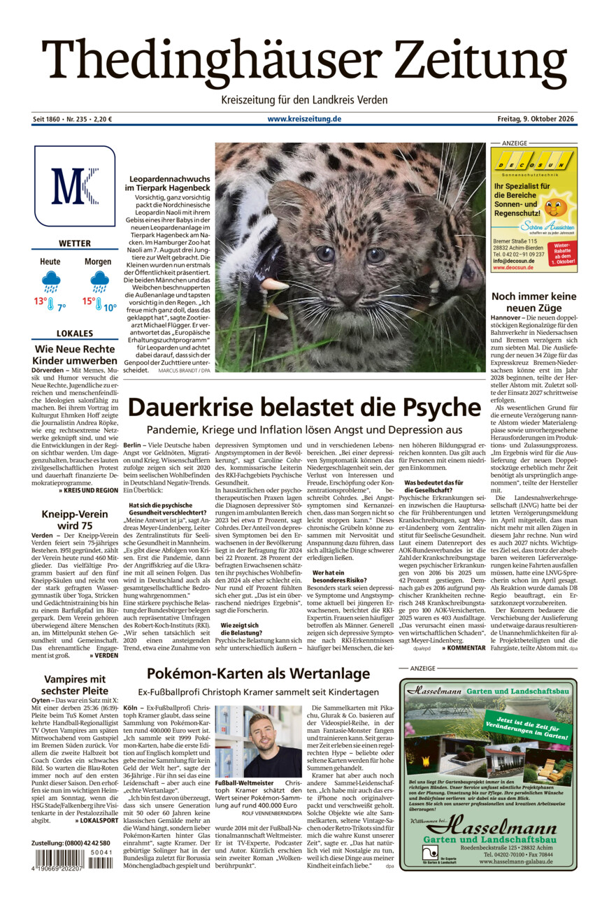 Thedinghäuser Zeitung vom Freitag, 09.10.2026