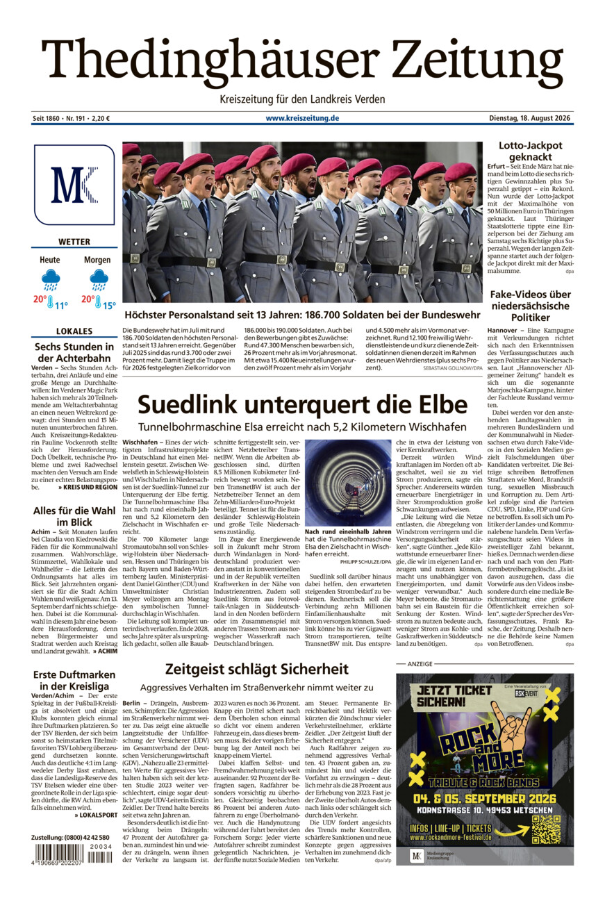 Thedinghäuser Zeitung vom Dienstag, 18.08.2026