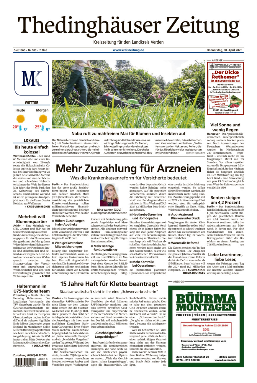 Thedinghäuser Zeitung vom Donnerstag, 30.04.2026