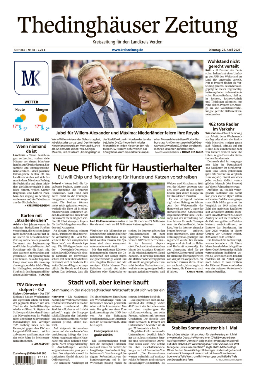 Thedinghäuser Zeitung vom Dienstag, 28.04.2026
