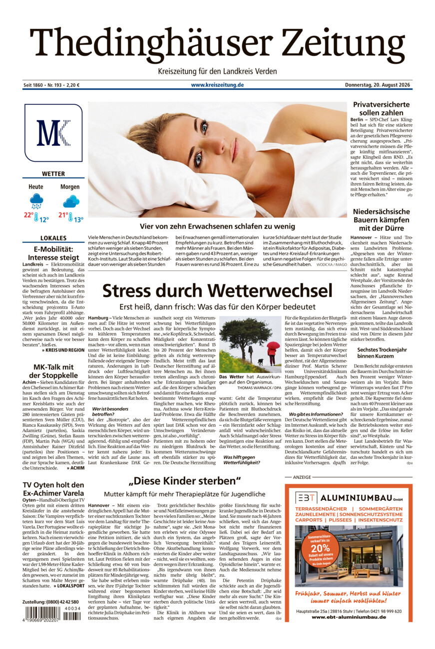 Thedinghäuser Zeitung vom Donnerstag, 20.08.2026