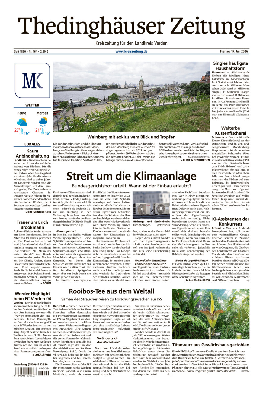 Thedinghäuser Zeitung vom Freitag, 17.07.2026