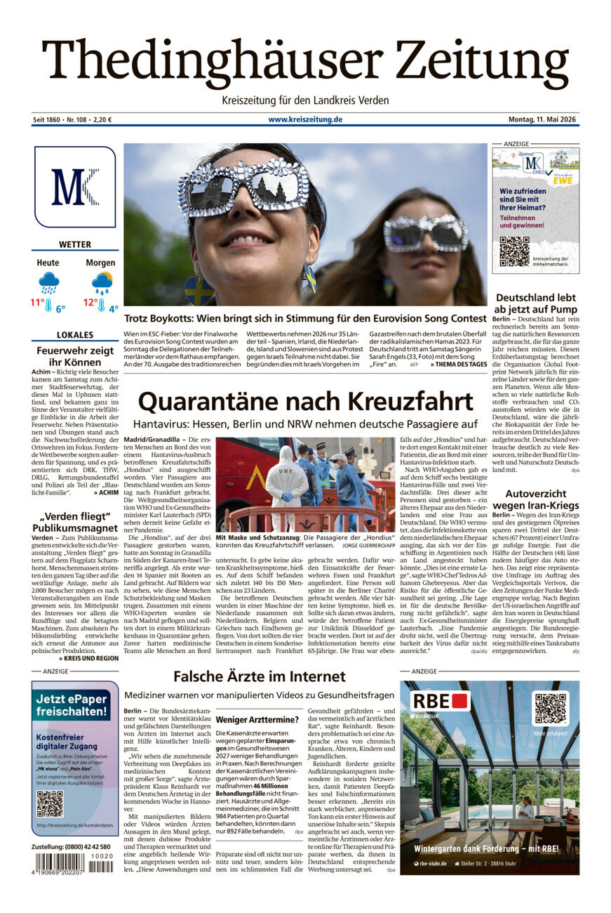 Thedinghäuser Zeitung vom Montag, 11.05.2026