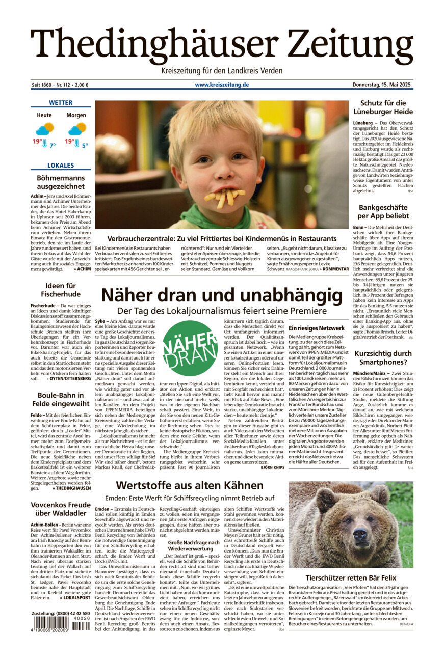 Thedinghäuser Zeitung vom Donnerstag, 15.05.2025