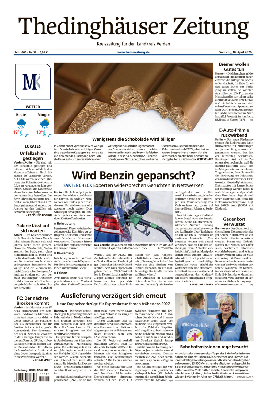 Thedinghäuser Zeitung vom Samstag, 18.04.2026