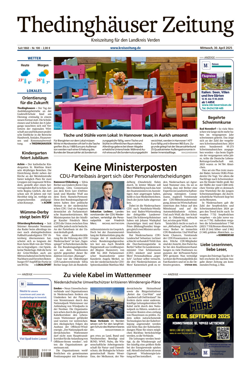 Thedinghäuser Zeitung vom Mittwoch, 30.04.2025