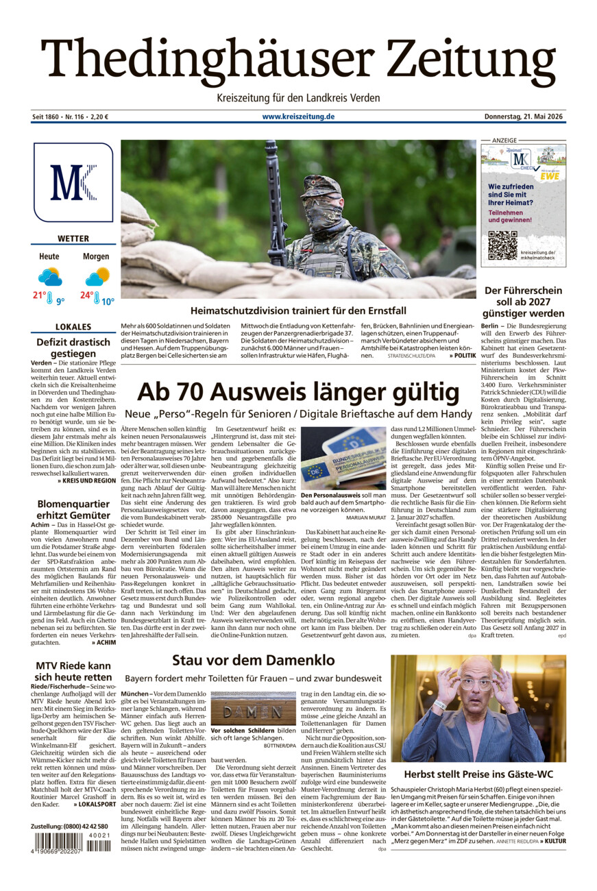 Thedinghäuser Zeitung vom Donnerstag, 21.05.2026