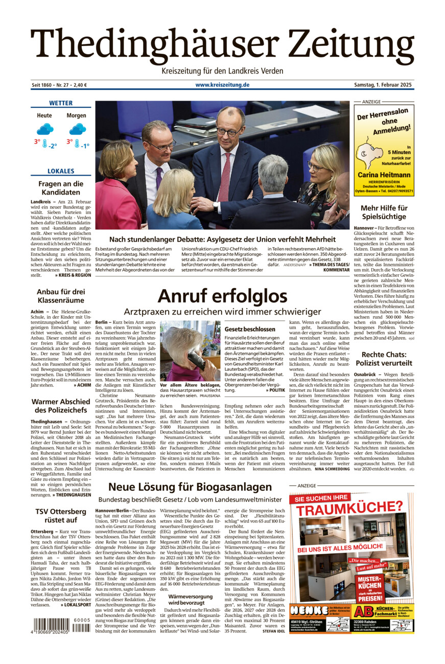 Thedinghäuser Zeitung vom Samstag, 01.02.2025