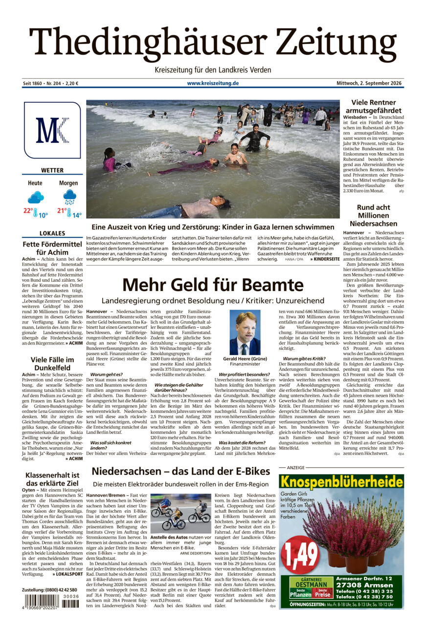 Thedinghäuser Zeitung vom Mittwoch, 02.09.2026