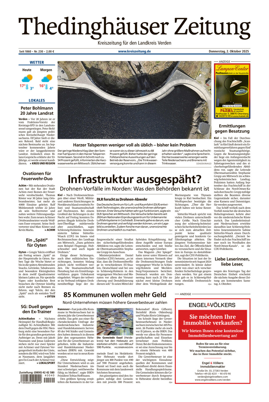 Thedinghäuser Zeitung vom Donnerstag, 02.10.2025