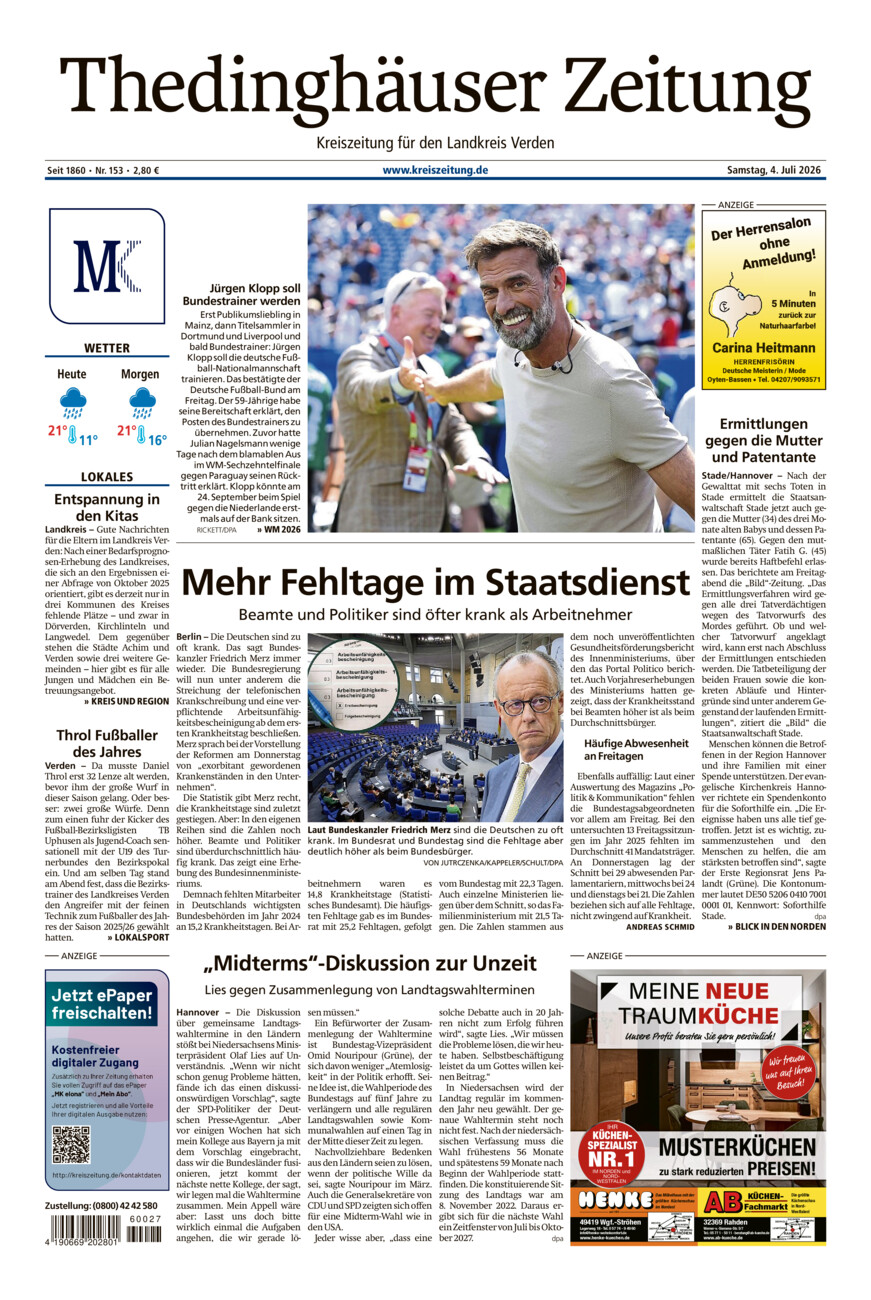 Thedinghäuser Zeitung vom Samstag, 04.07.2026