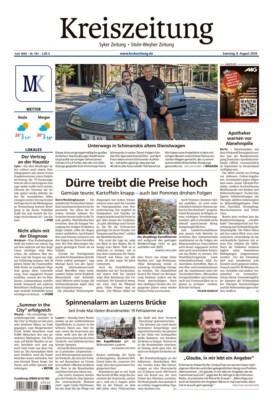 Kreiszeitung Syke/Weyhe/Stuhr vom Samstag, 08.08.2026