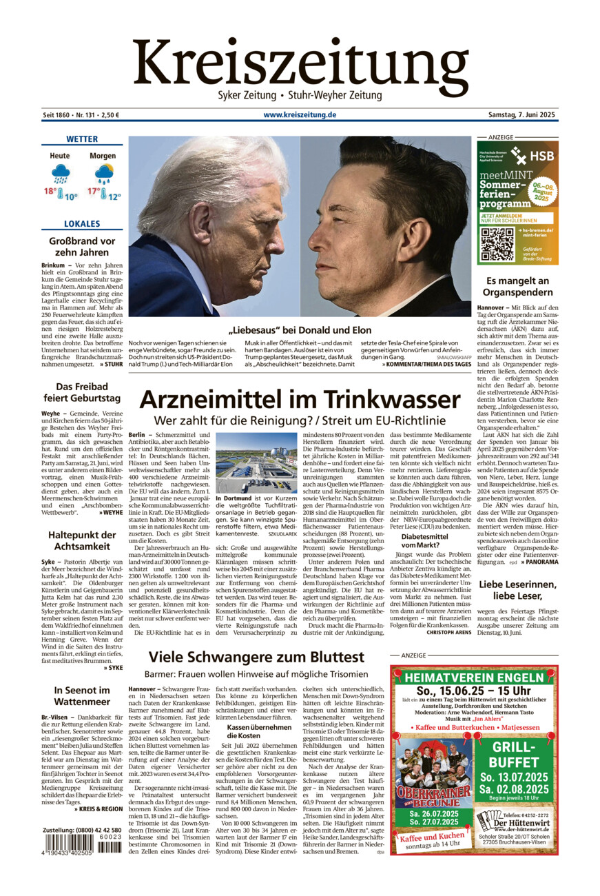 Kreiszeitung Syke/Weyhe/Stuhr vom Samstag, 07.06.2025