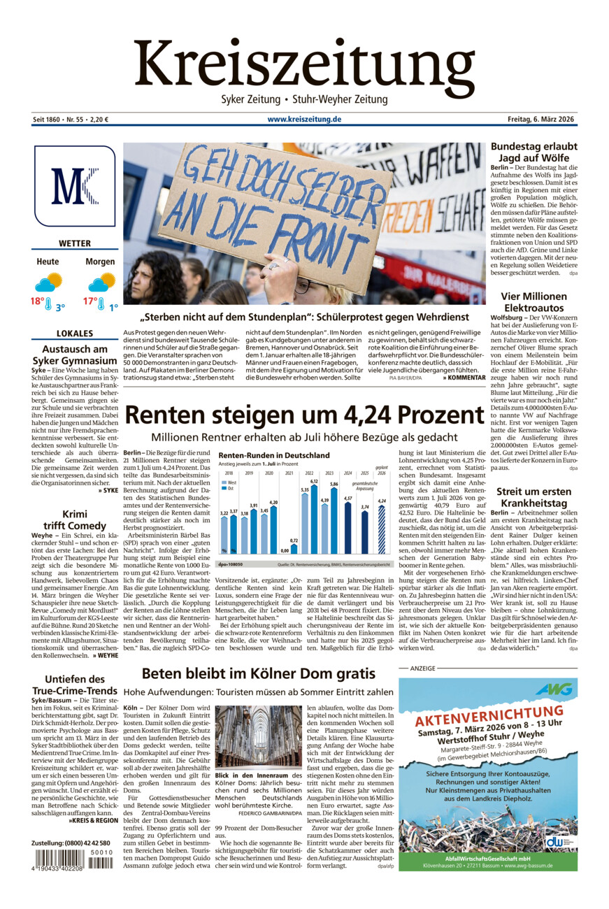 Kreiszeitung Syke/Weyhe/Stuhr vom Freitag, 06.03.2026