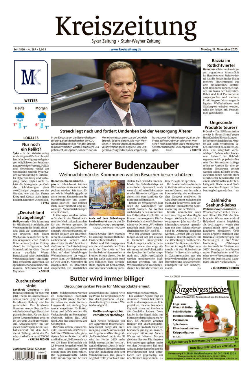 Kreiszeitung Syke/Weyhe/Stuhr vom Montag, 17.11.2025
