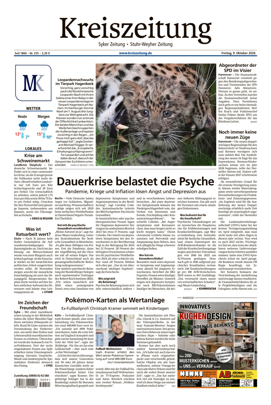 Kreiszeitung Syke/Weyhe/Stuhr vom Freitag, 09.10.2026