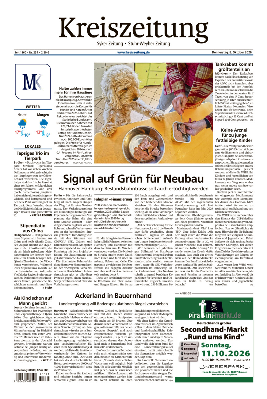 Kreiszeitung Syke/Weyhe/Stuhr vom Donnerstag, 08.10.2026