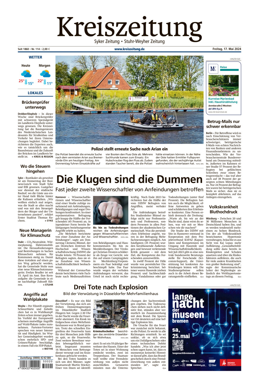 Kreiszeitung Syke/Weyhe/Stuhr vom Freitag, 17.05.2024