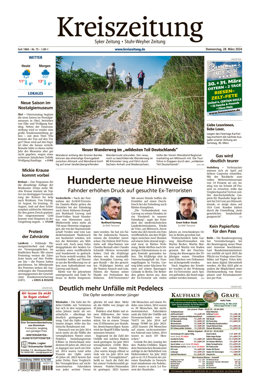 Kreiszeitung Syke/Weyhe/Stuhr vom Donnerstag, 28.03.2024