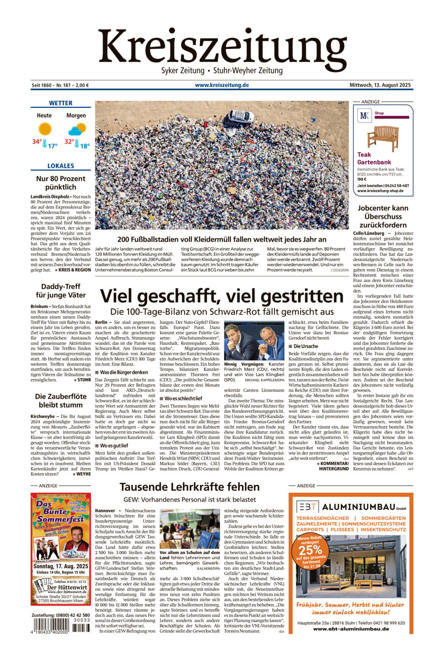 Kreiszeitung Syke/Weyhe/Stuhr vom Mittwoch, 13.08.2025