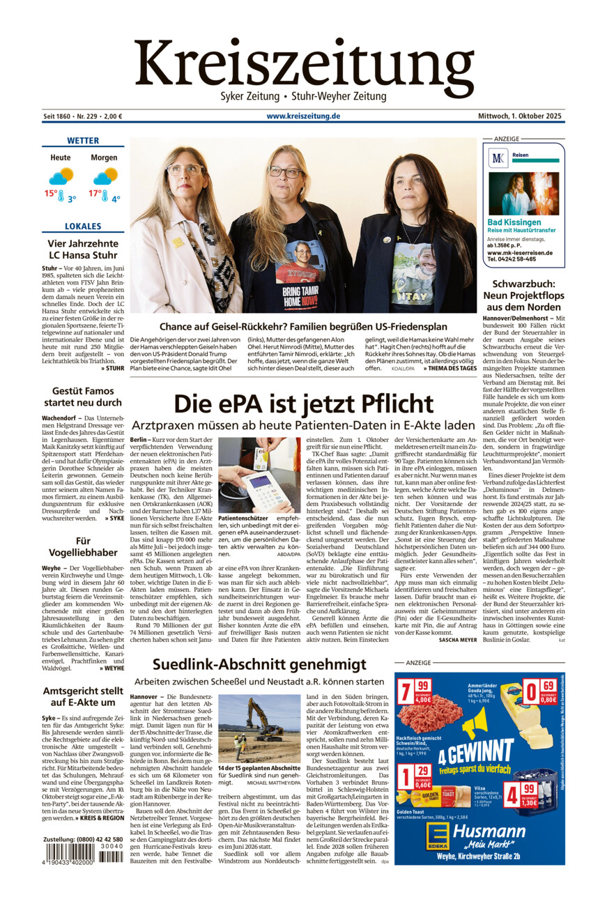 Kreiszeitung Syke/Weyhe/Stuhr vom Mittwoch, 01.10.2025