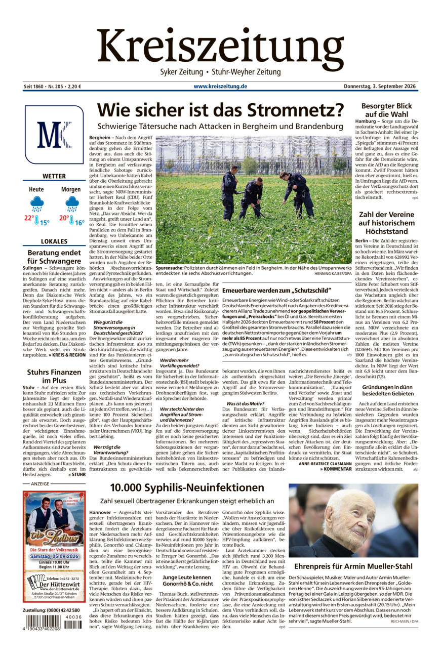Kreiszeitung Syke/Weyhe/Stuhr vom Donnerstag, 03.09.2026