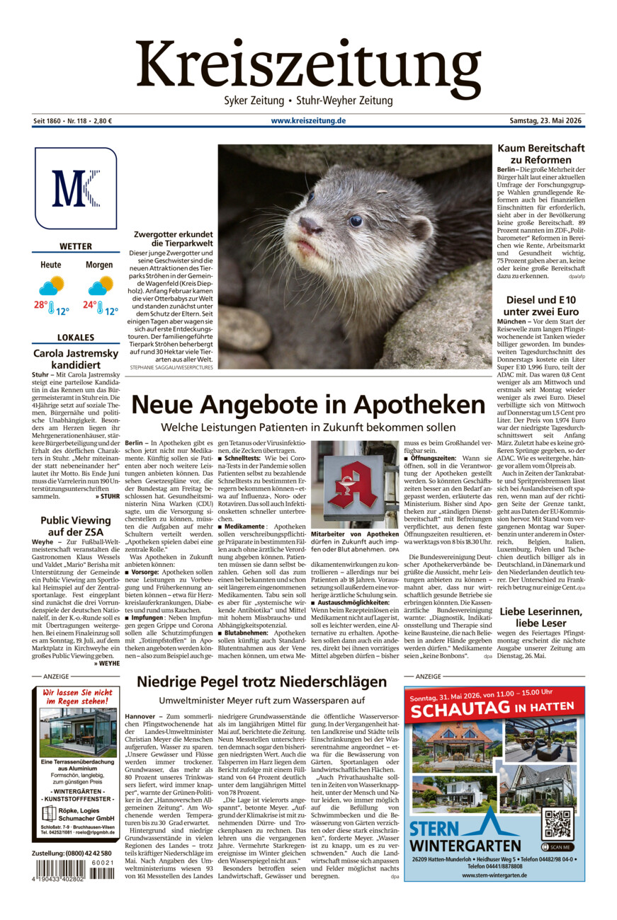 Kreiszeitung Syke/Weyhe/Stuhr vom Samstag, 23.05.2026