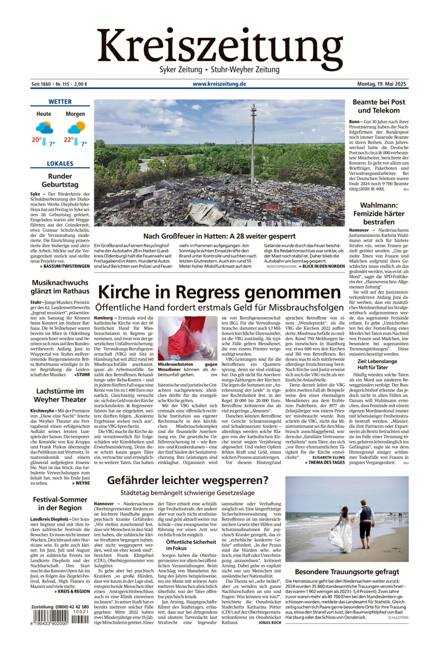 Kreiszeitung Syke/Weyhe/Stuhr vom Montag, 19.05.2025