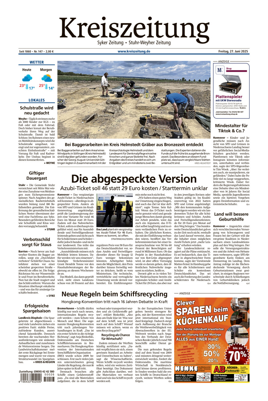 Kreiszeitung Syke/Weyhe/Stuhr vom Freitag, 27.06.2025