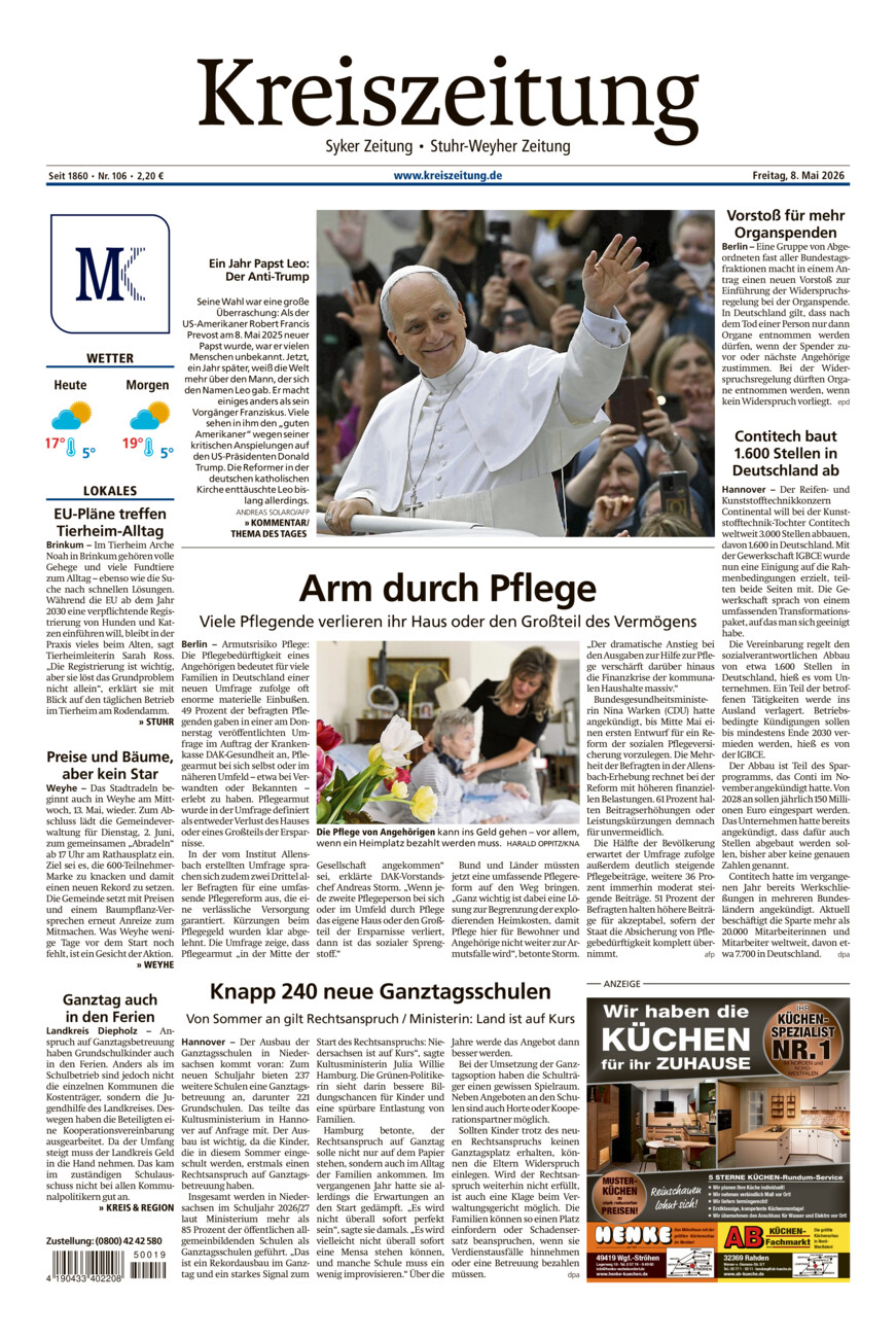 Kreiszeitung Syke/Weyhe/Stuhr vom Freitag, 08.05.2026
