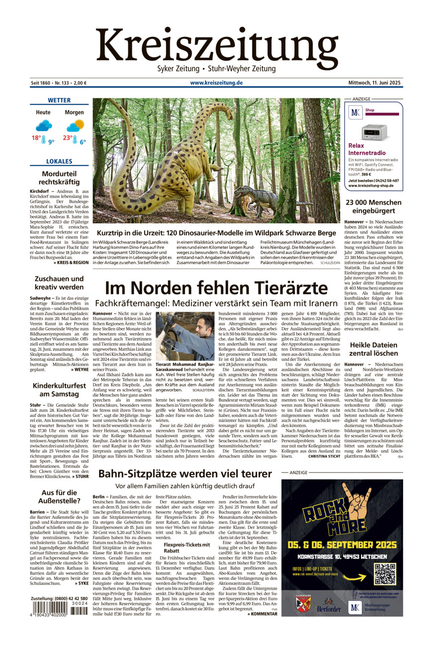 Kreiszeitung Syke/Weyhe/Stuhr vom Mittwoch, 11.06.2025
