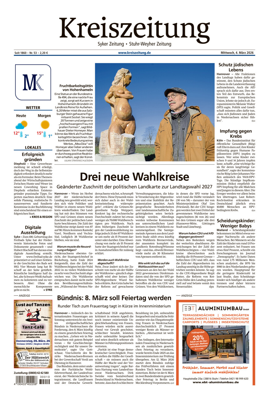 Kreiszeitung Syke/Weyhe/Stuhr vom Mittwoch, 04.03.2026